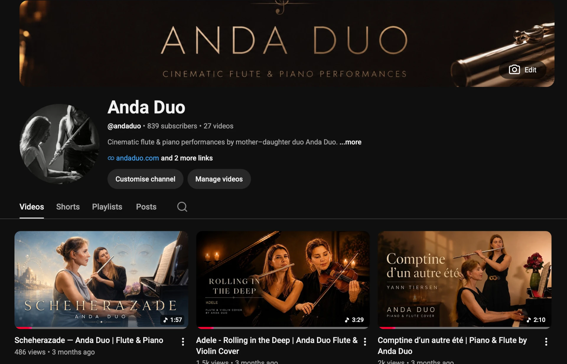 Anda Duo YouTube channel